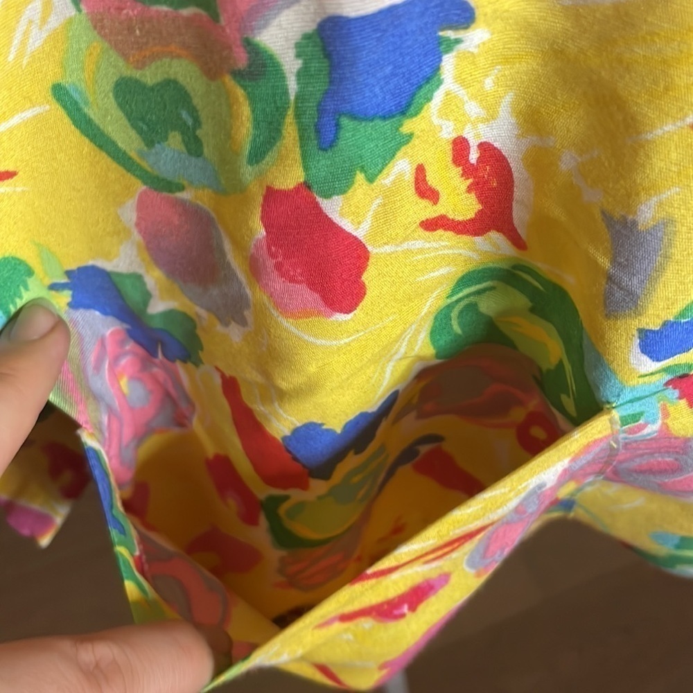 VINTAGE French 🇫🇷 Yellow Floral Loose Blazer - Picture 7 of 10